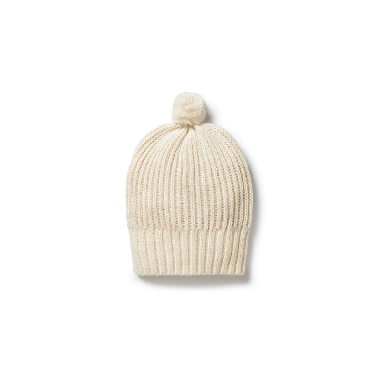 Ecru Knitted Ribbed Hat