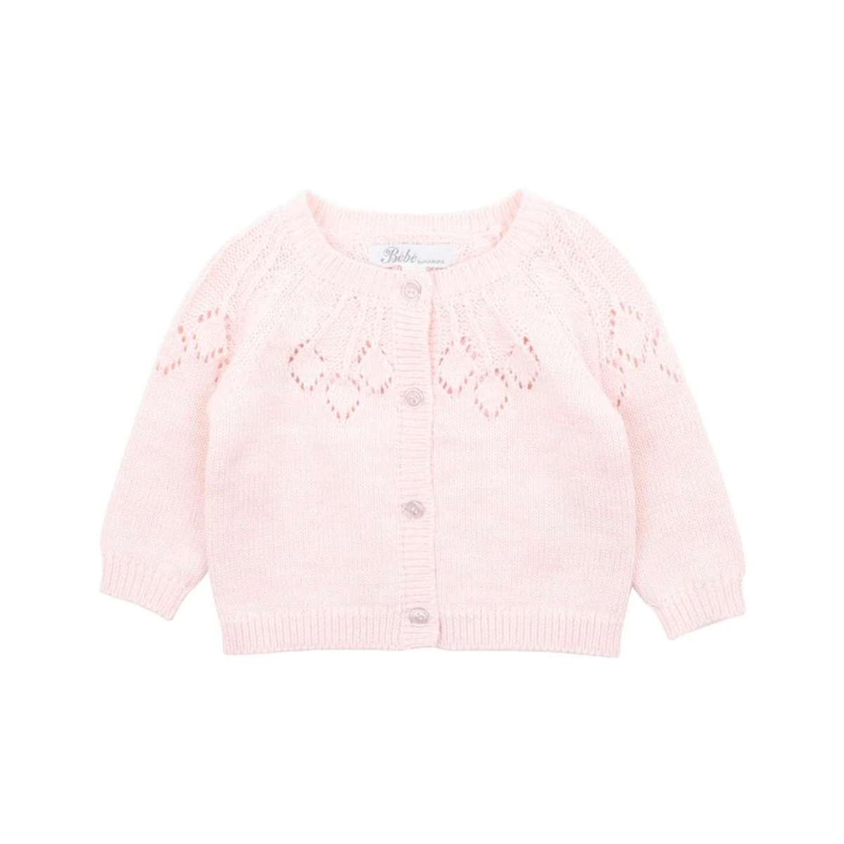 Ciara Needle Out Knitted Cardigan - Pink Marle