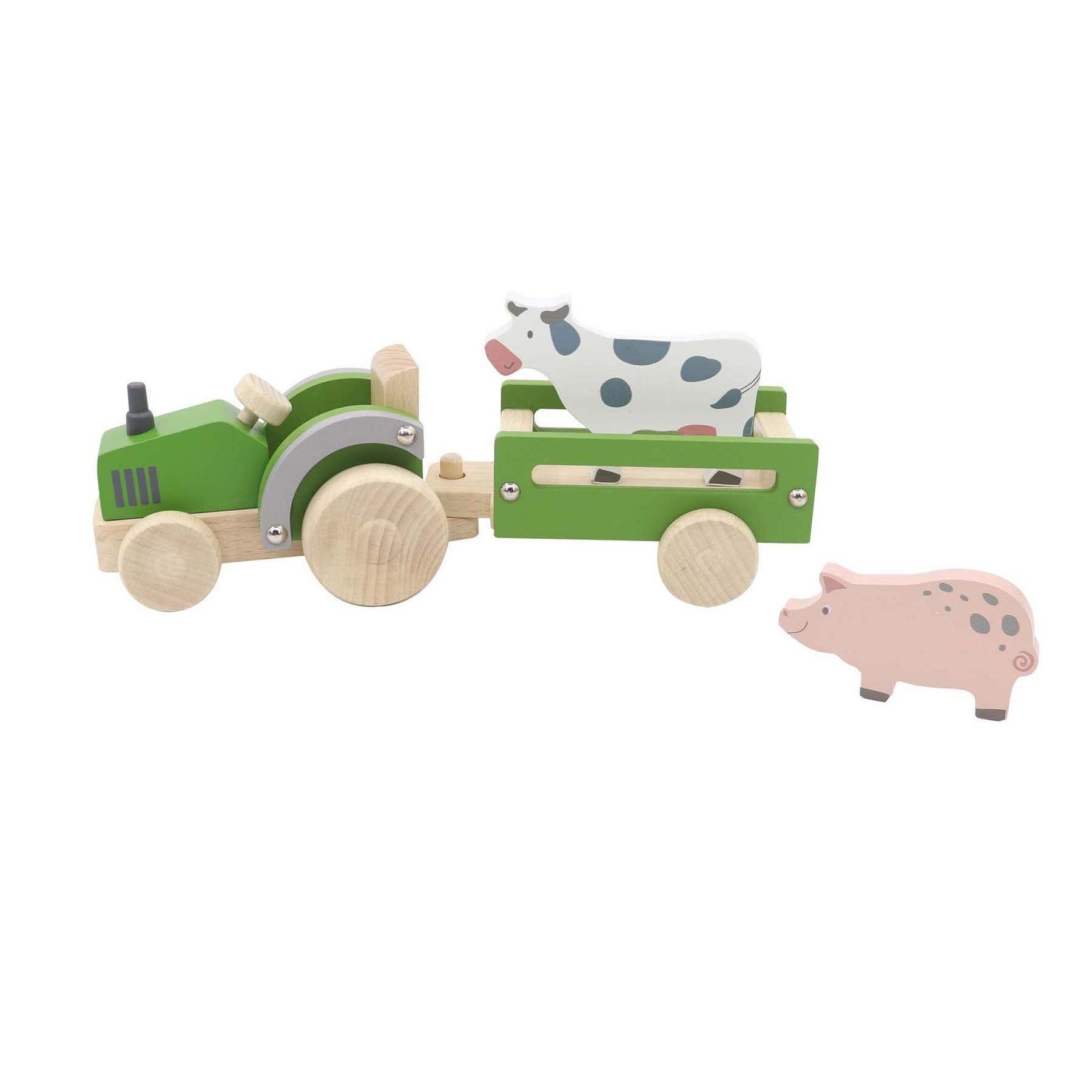 Wooden Tractor with Farm Animal