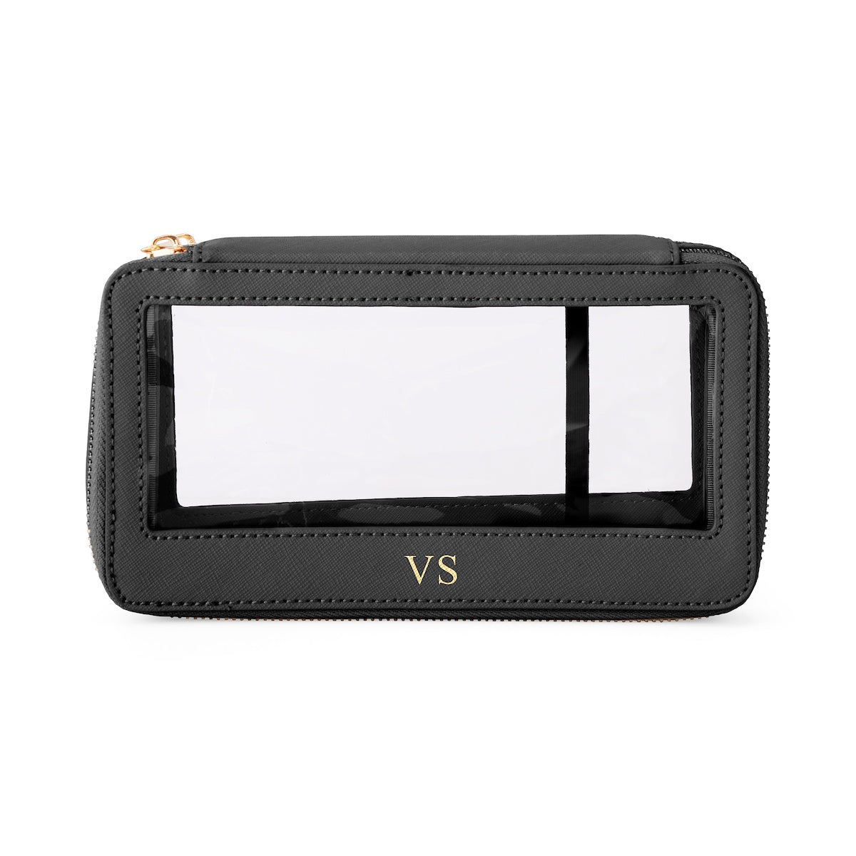 Double Layer Clear Cosmetic Bag - Black