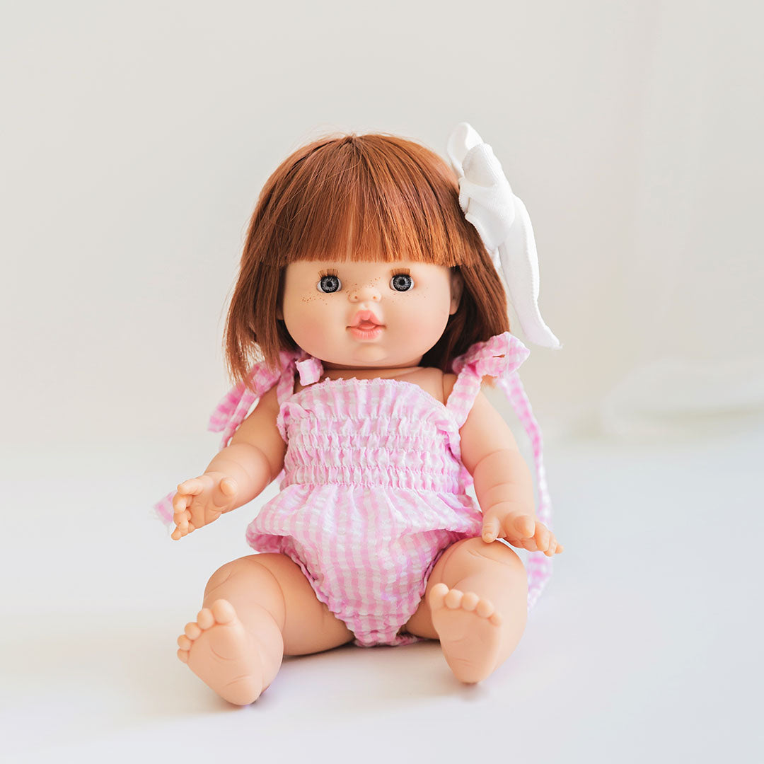 Doll Clothing - Gingham Romper in Pink