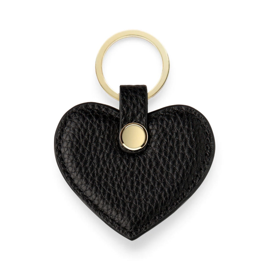 Heart Keyring - Black Pebble Leather