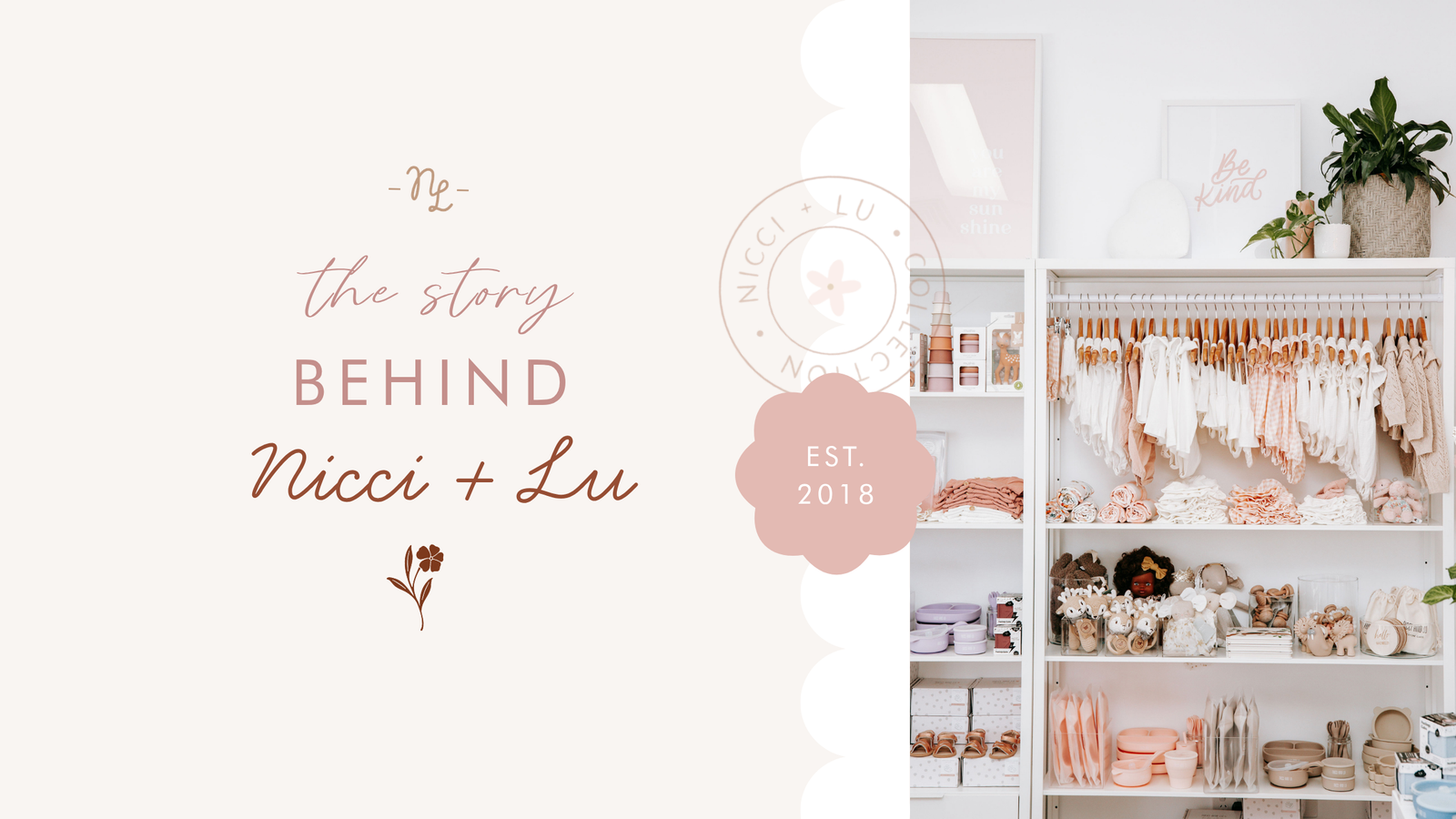 The story behind Nicci + Lu, featuring a photograph of the boutique's beautifully styled retail store and its beginnings in 2018.