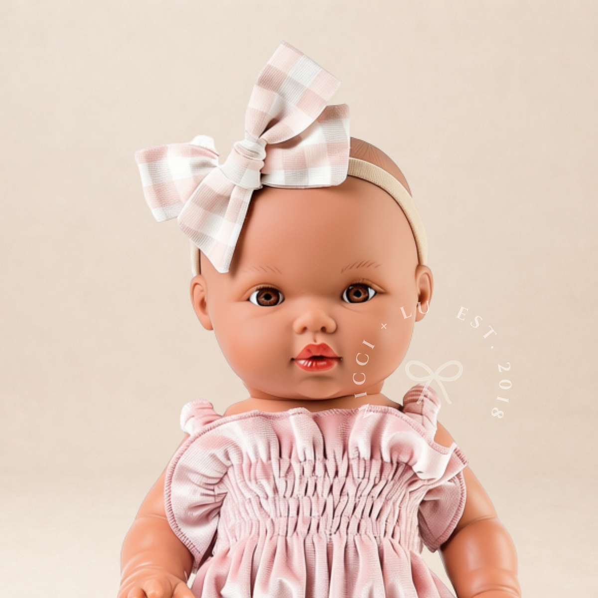 Doll Clothing + Outfits – Olivia Smock Bubble Romper fits 34-38cm Dolls - Rose Blush Velvet for Mini Colettos, Minikane and Miniland Dolls