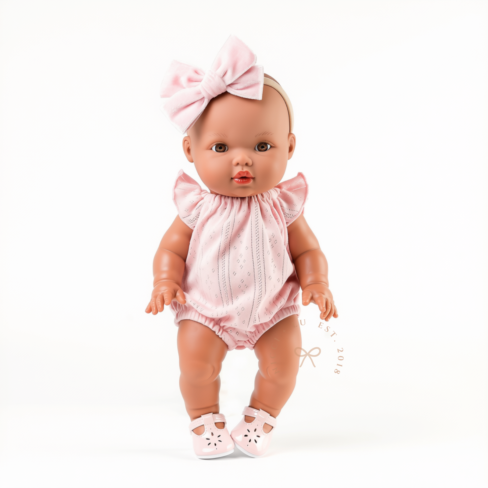 Willow Pointelle Romper in Pink for 34-38cm Dolls.