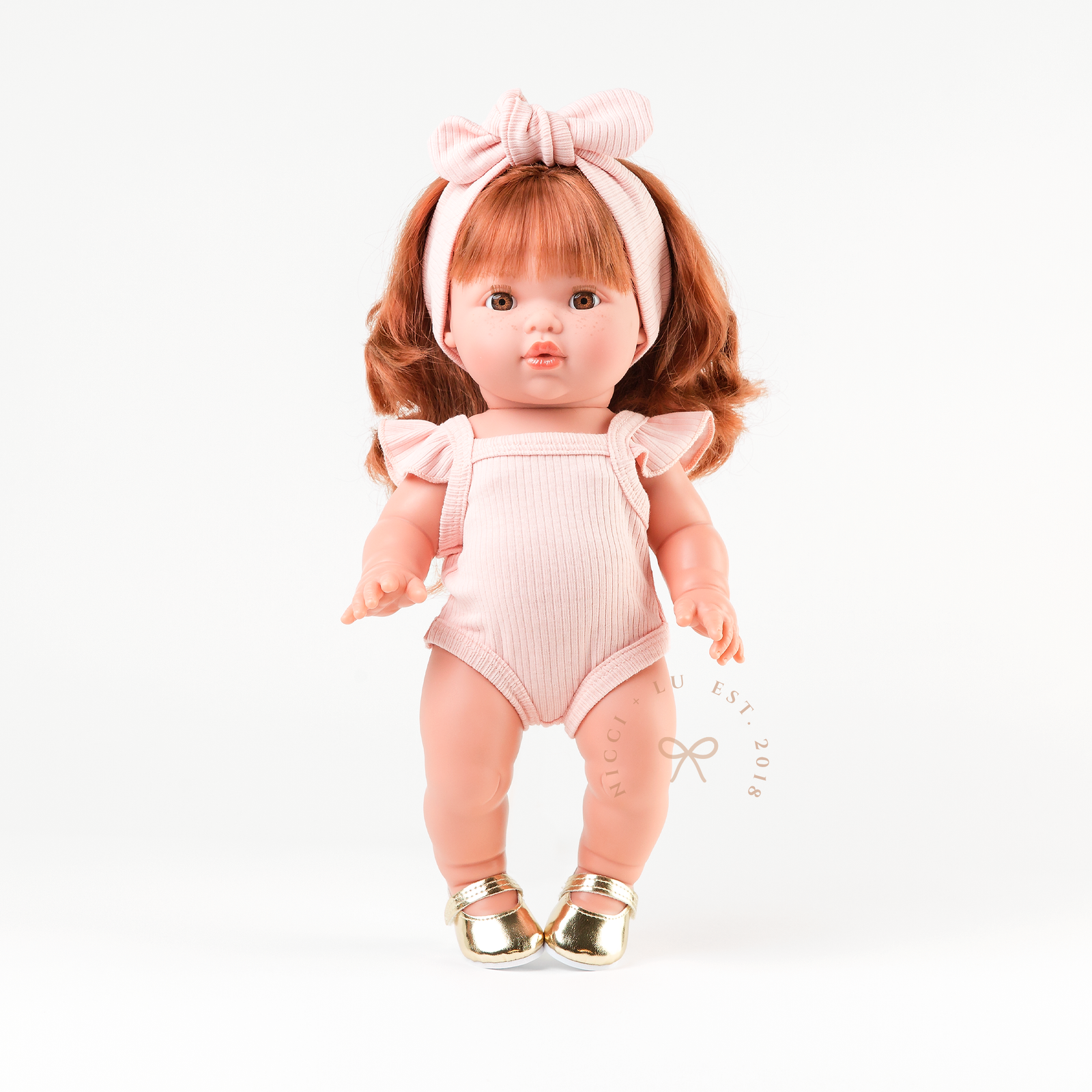 Doll Clothing + Outfits - Luna Ribbed Flutter Singlet fits 34-38cm Dolls- Rose Pink for Mini Colettos, Minikane and Miniland Dolls