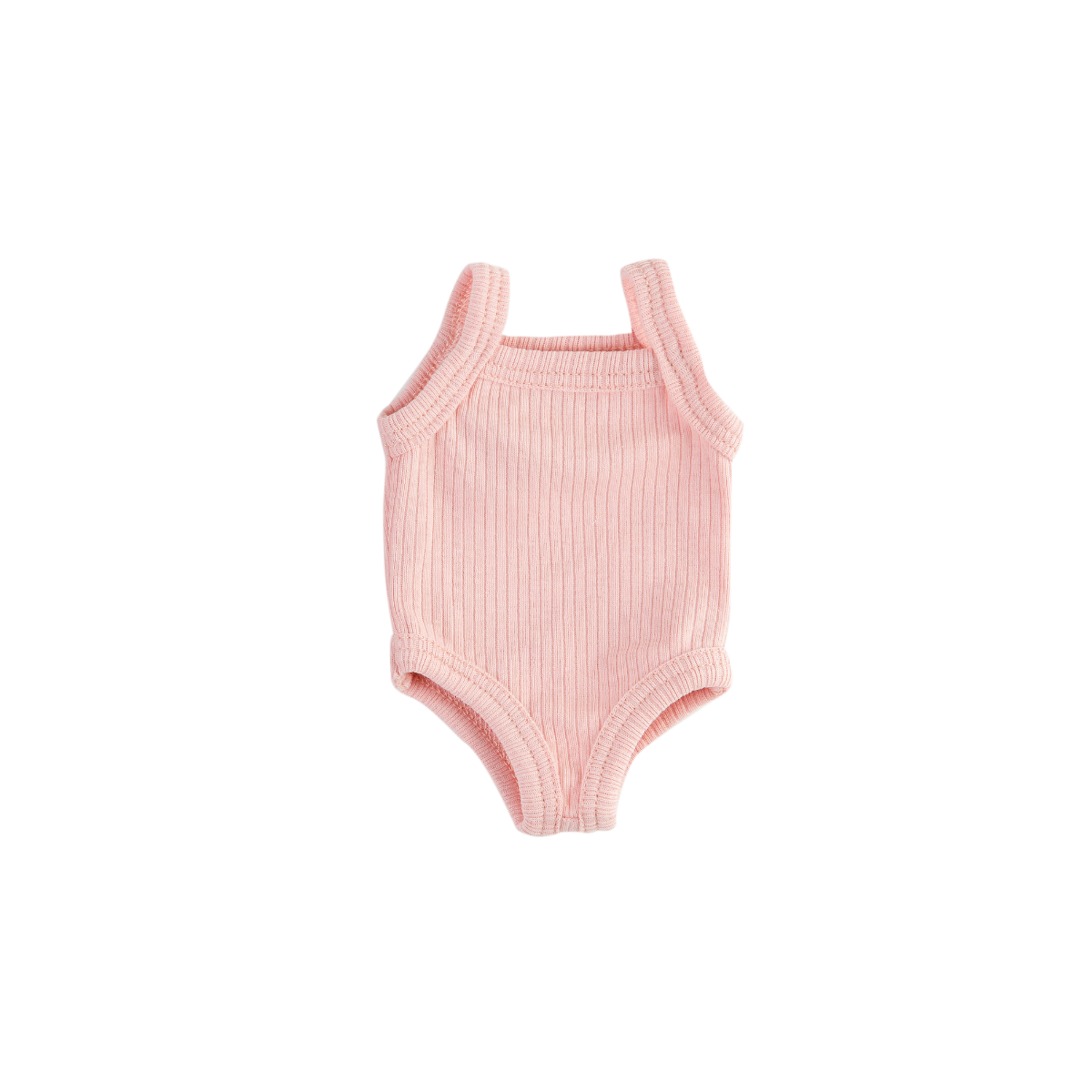 Pink ribbed doll singlet for 34cm dolls on a white background