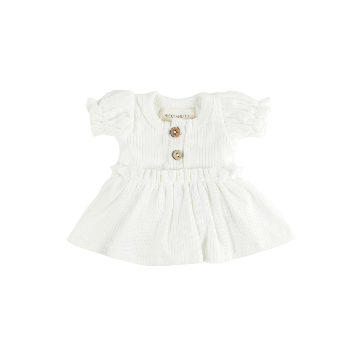 Doll Clothes - Kennedy Puff Sleeve Dress Bodysuit for 34cm Dolls - Ivory