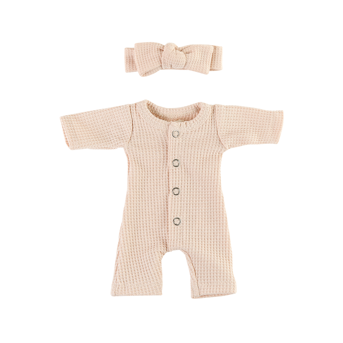 Doll Clothing - Harley Waffle Onesie Set for 34cm Dolls - Oatmeal