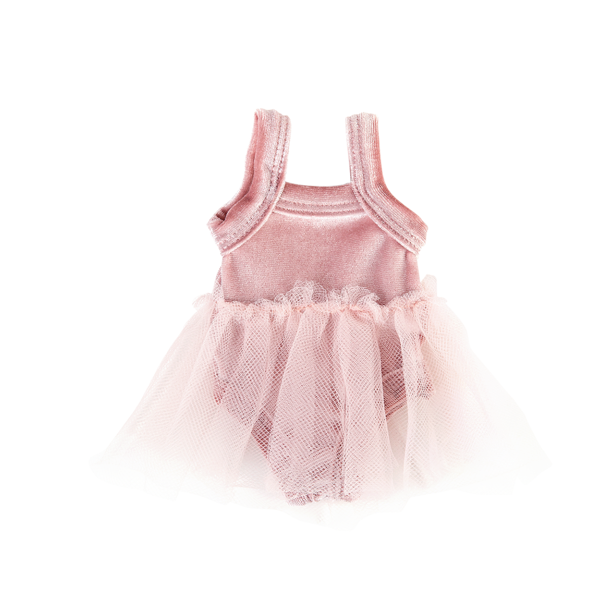 Singlet tutu rose blush velvet doll clothing on a white background