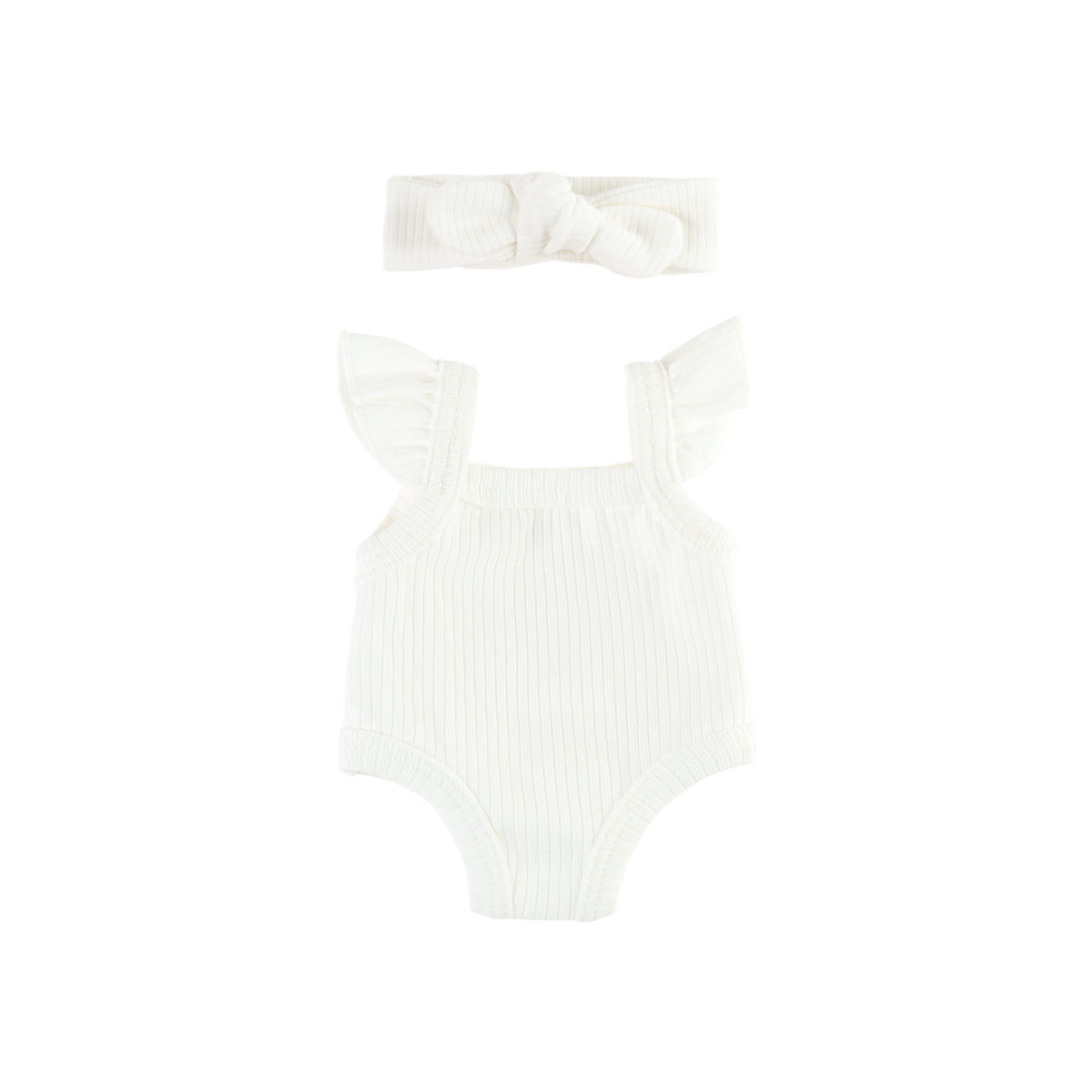 Doll Clothing - Luna Ribbed Flutter Singlet for 34cm Doll - Ivory