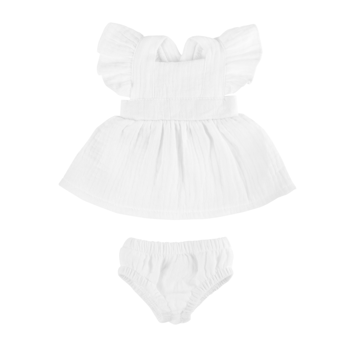 Doll Clothing - Pippa Muslin Apron Dress for 34cm Doll - Ivory