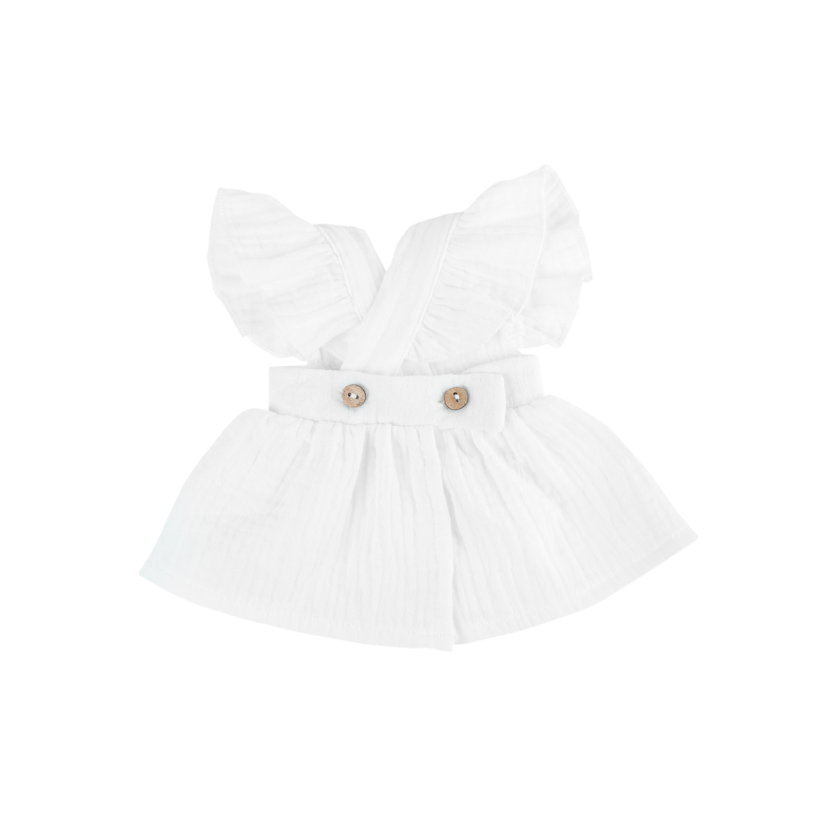 Doll Clothing - Pippa Muslin Apron Dress for 34cm Doll - Ivory