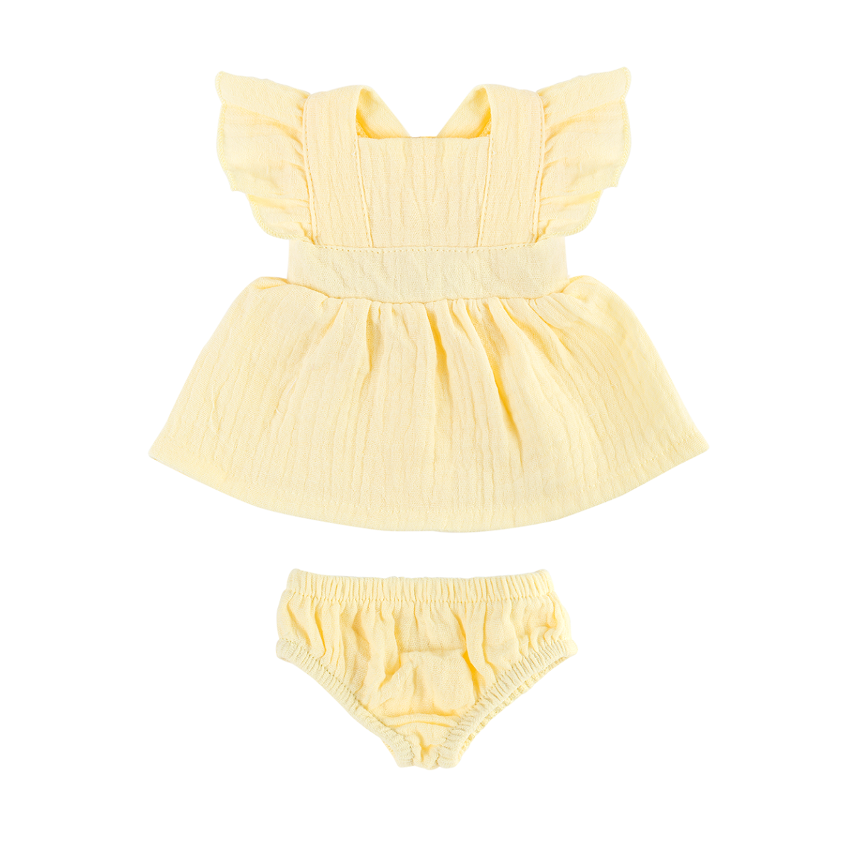 Doll Clothing - Pippa Muslin Apron Dress for 34cm Doll - Lemon