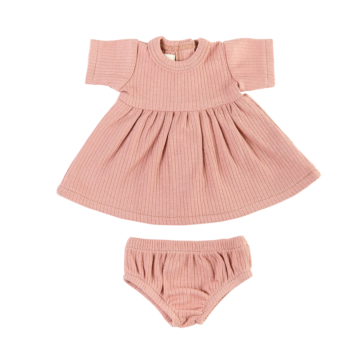 Doll Clothing - Sadie Ribbed Dress Set for 34cm Doll - Rose Blush