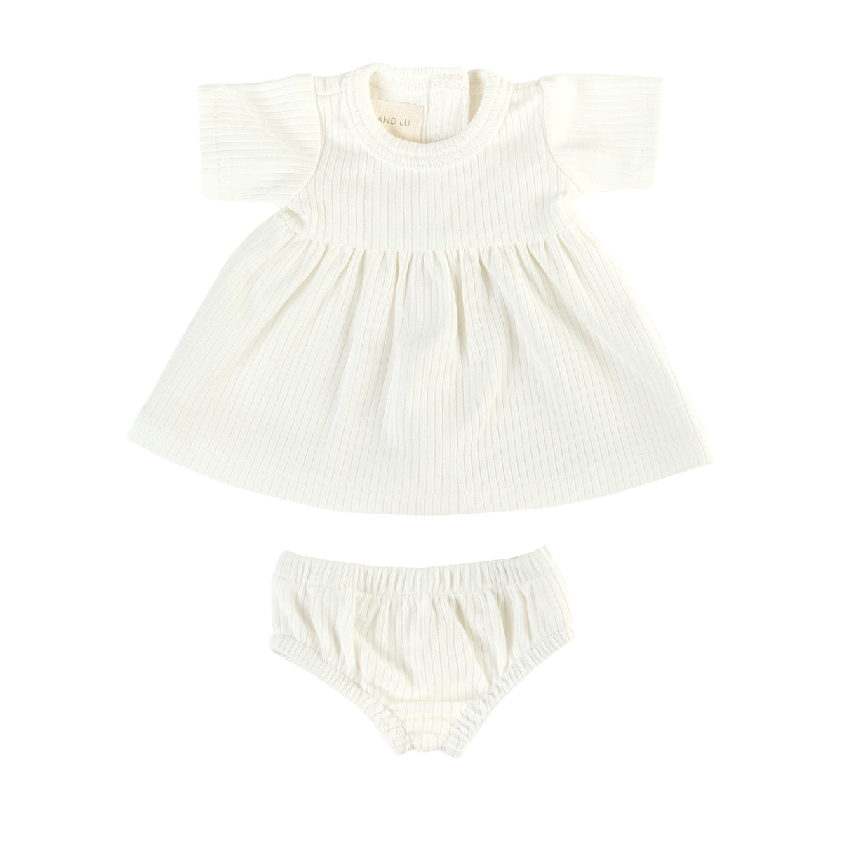 Doll Clothing - Sadie Ribbed Dress Set for 34cm Dolls - Ivory