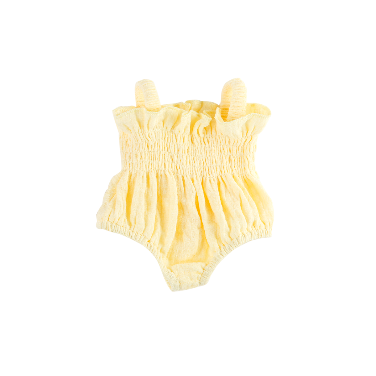Doll Clothing – Olivia Smock Muslin Bubble Romper for 34cm Dolls - Lemon