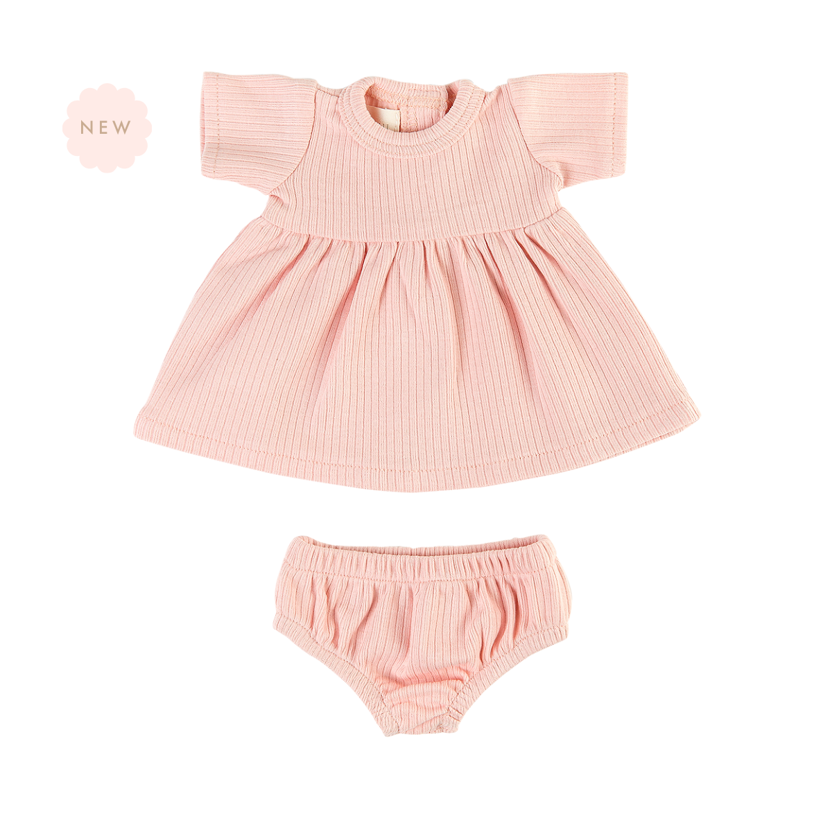 Doll Clothing - Sadie Ribbed Dress Set for 34cm Doll- Rose Pink