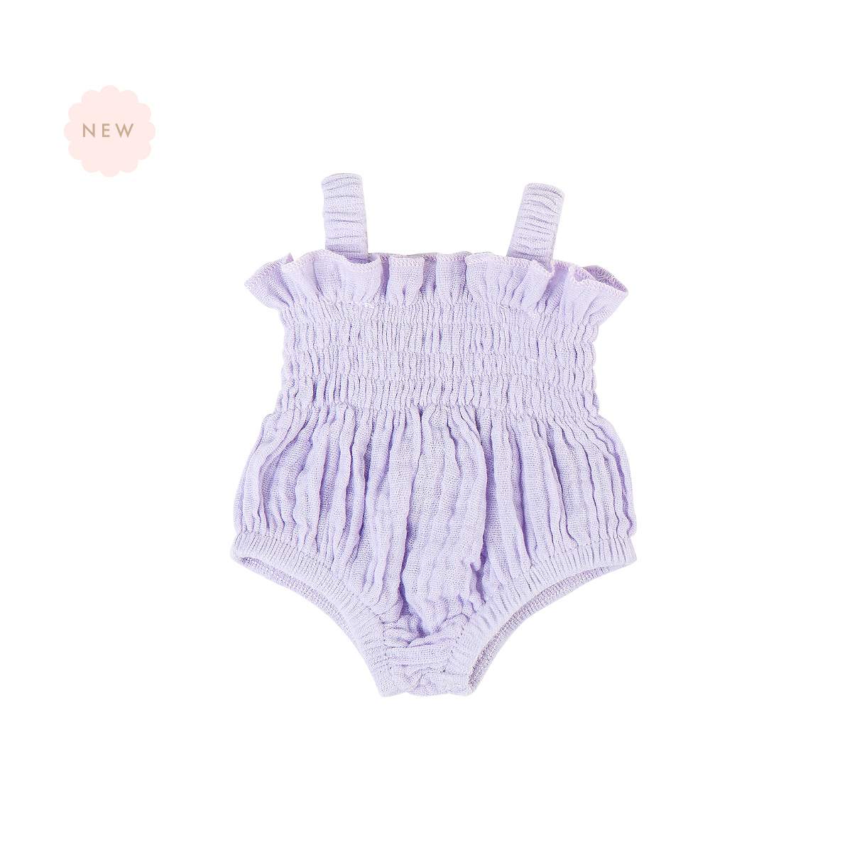 Doll Clothing – Olivia Smock Muslin Bubble Romper for 34cm Dolls - Mauve
