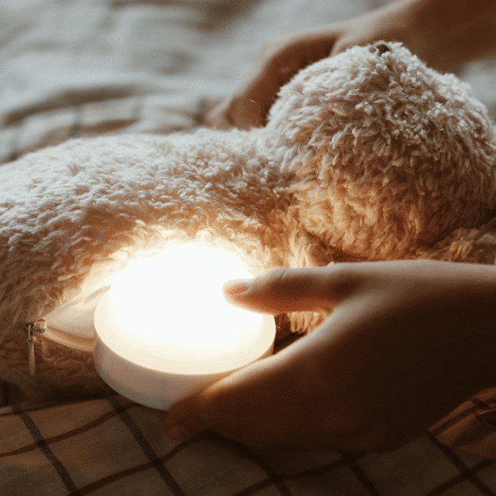 Moonie Organic Humming Bear with Lamp - Cappuccino