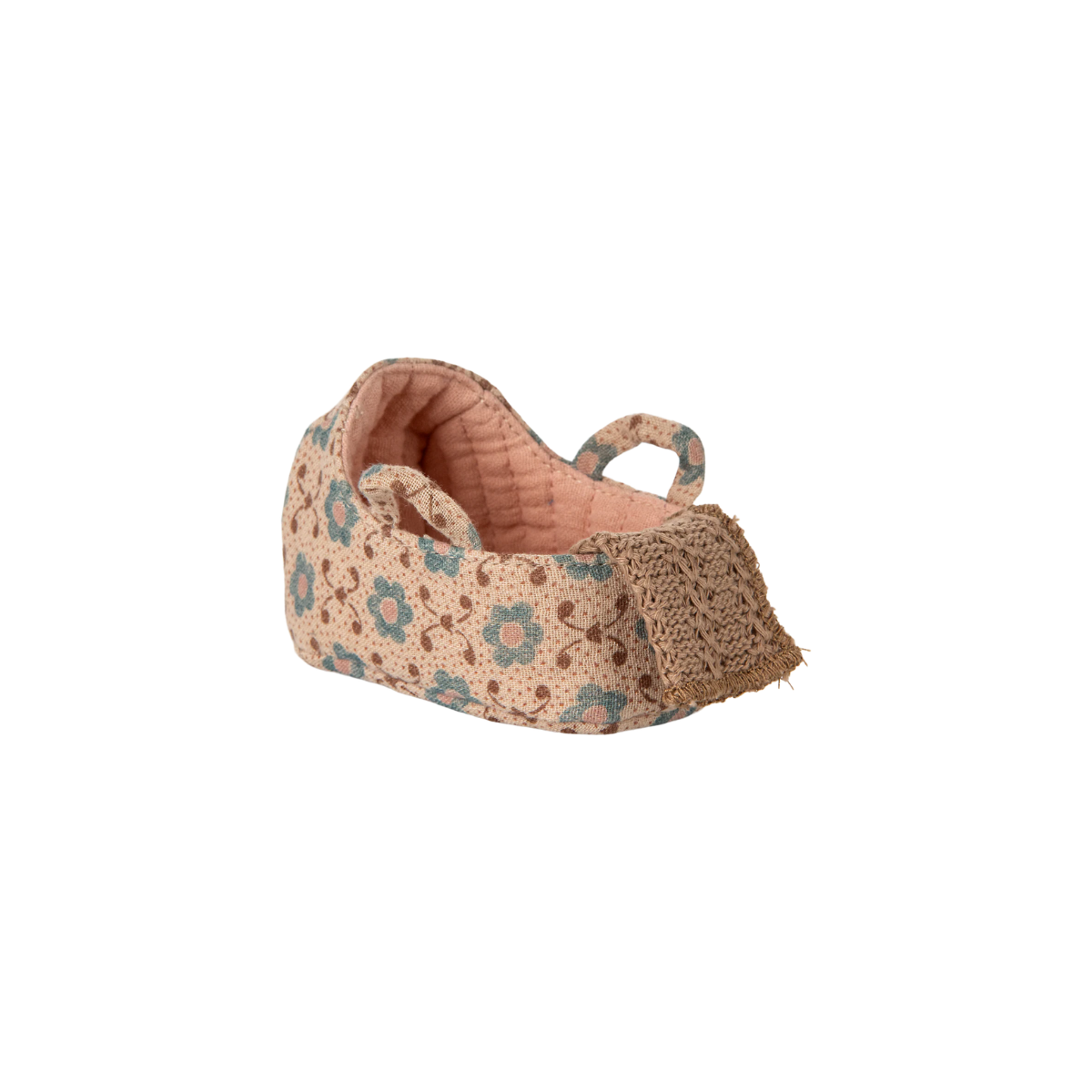 Maileg Baby Mouse Carry Cot – Rose | Mini Mouse Doll Carrier Floral patterned pet bed
