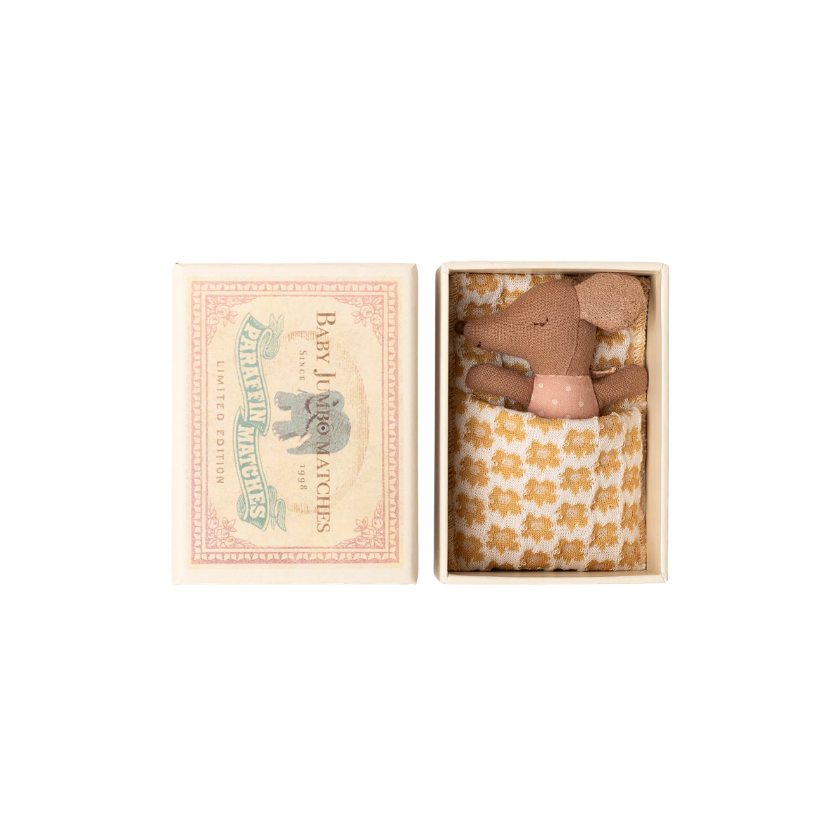 Maileg sleepy wakey baby mouse in matchbox