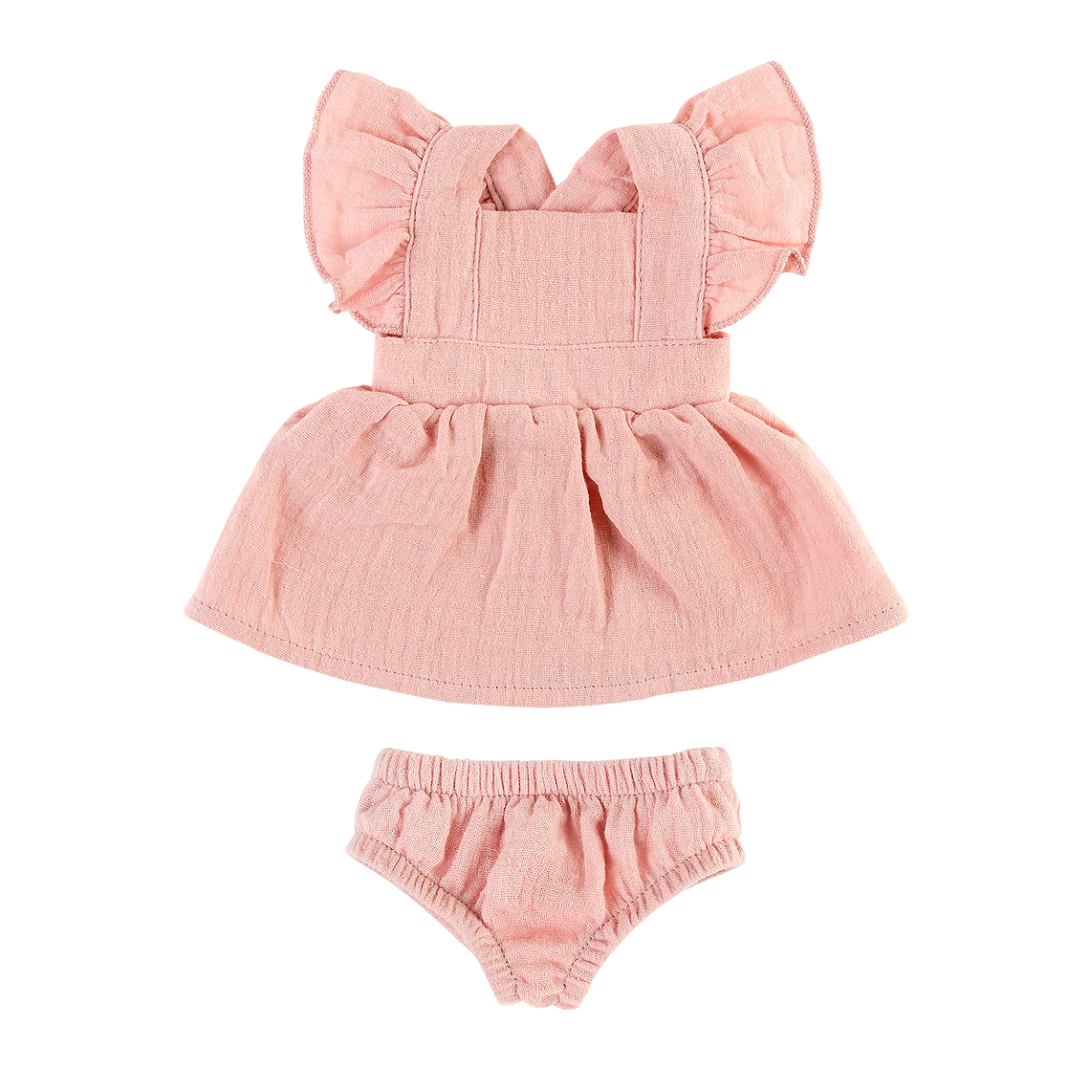 Doll Clothing - Pippa Muslin Apron Dress - Rose Blush