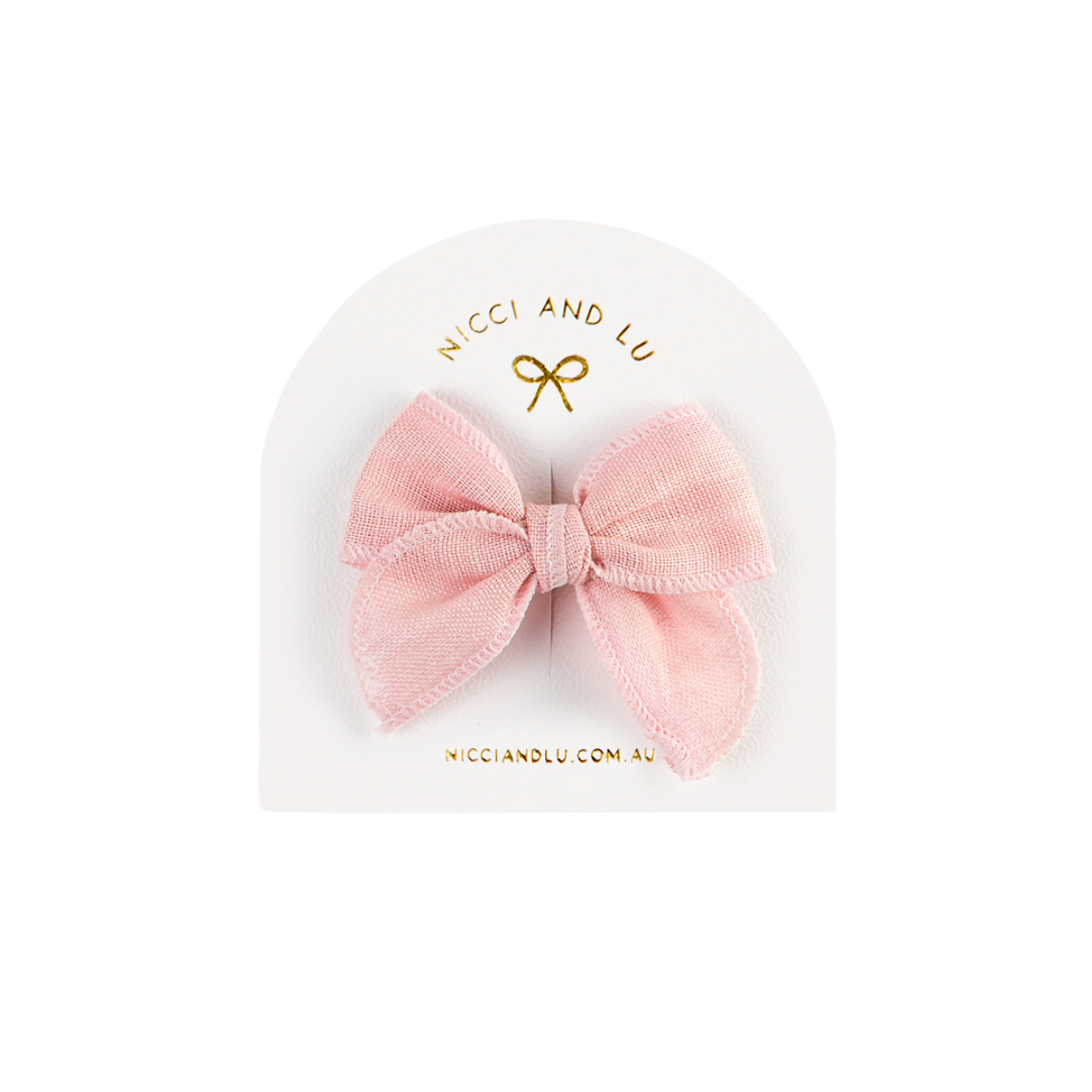 Fable Bow Clip for Little Girls & 34cm Dolls - Rose Blush Linen