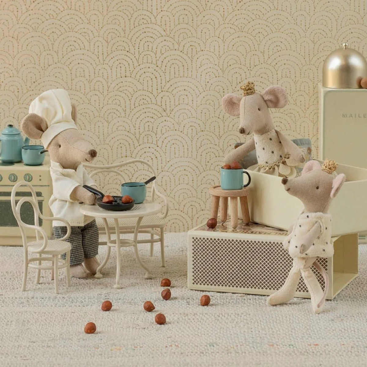 Maileg Mouse Chef with Pot &amp; Spoon | Miniature Kitchen Play Set