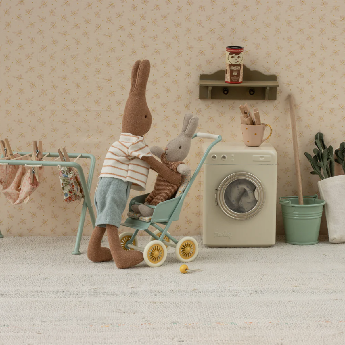 Maileg Stroller Micro – Mint 2025 | Miniature Dollhouse Pram