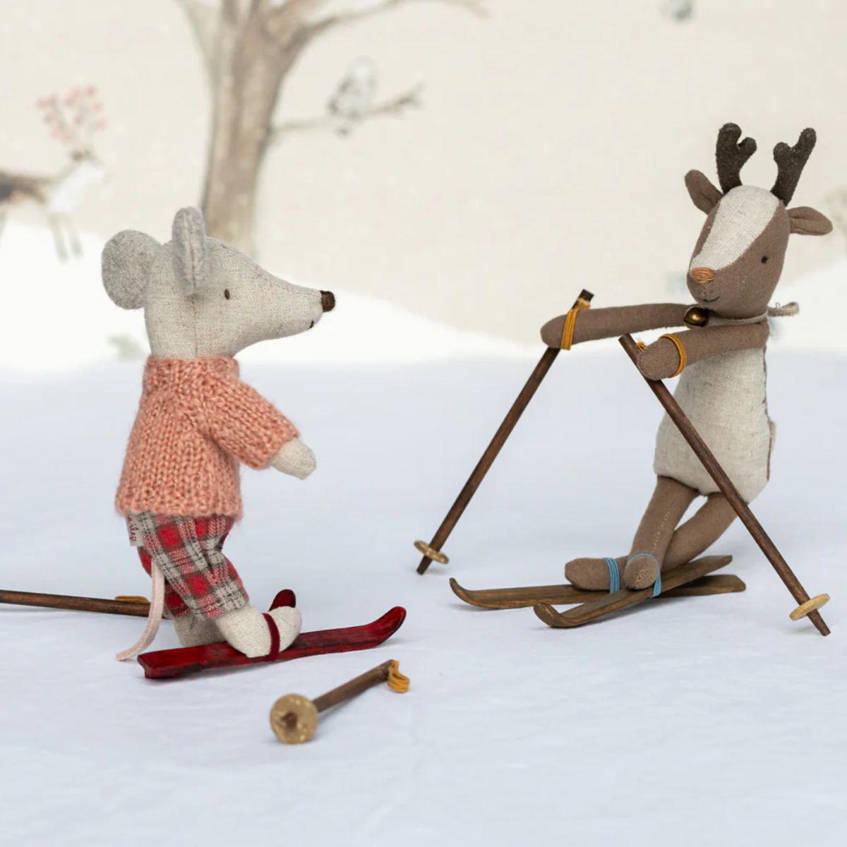 Maileg Winter Mouse Big Sister with Skis | Miniature Ski Mouse Toy