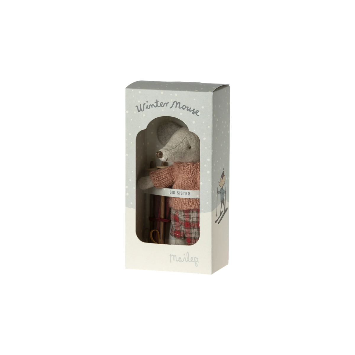Maileg Winter Mouse Big Sister with Skis | Miniature Ski Mouse Toy