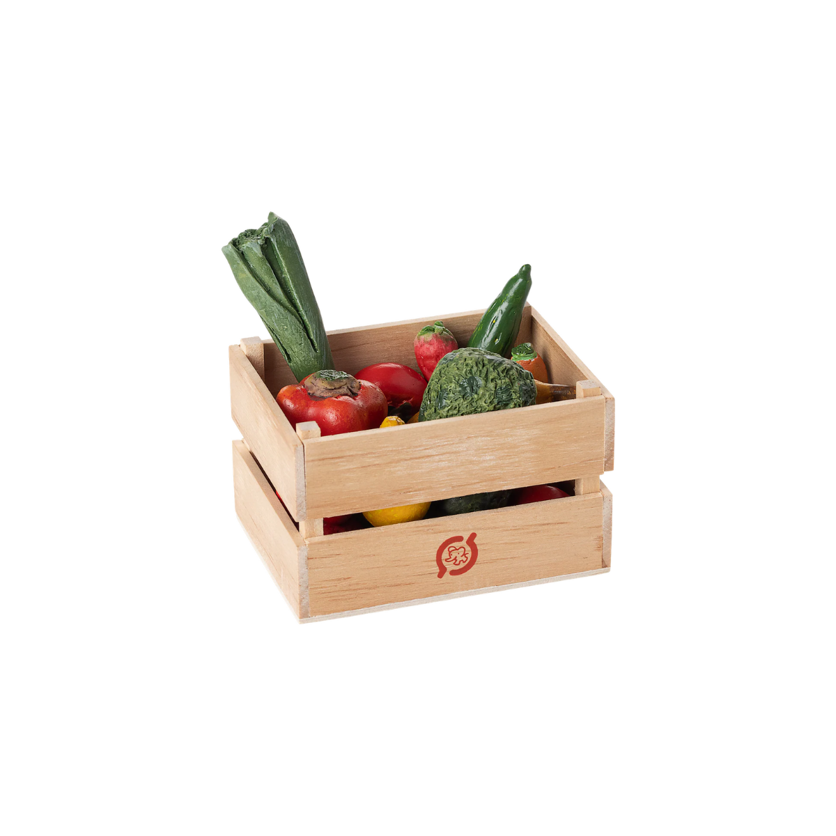 Maileg Veggies &amp; Fruits Miniature Set | Wooden Dollhouse Food Crate