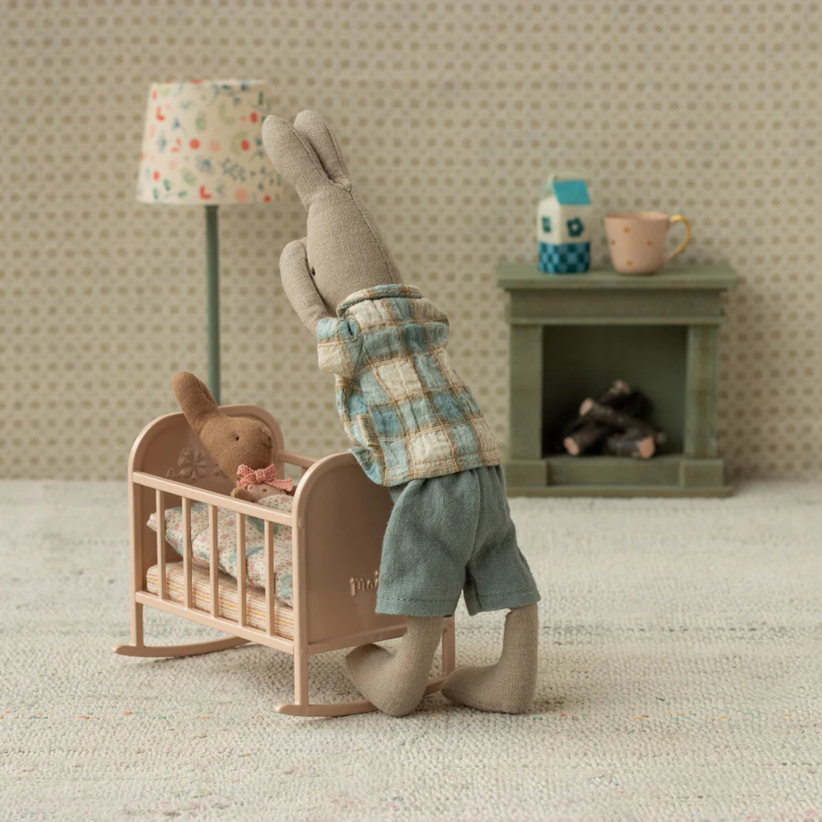 Maileg Cradle My – Light Rose | Miniature Dollhouse Baby Cradle
