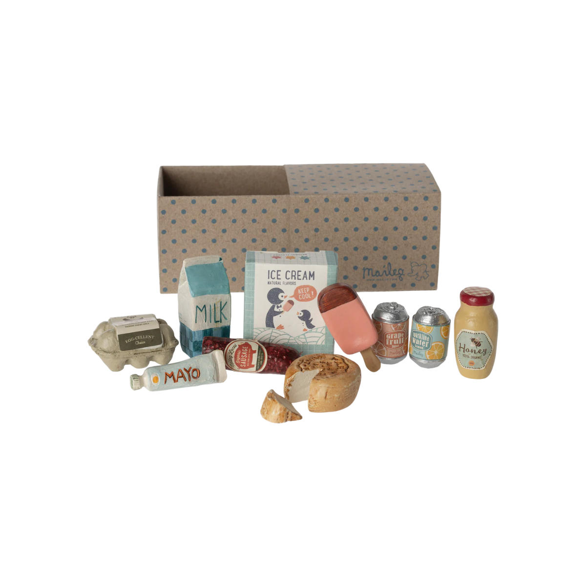 Maileg Miniature Grocery Box | Dollhouse Food Accessories Set