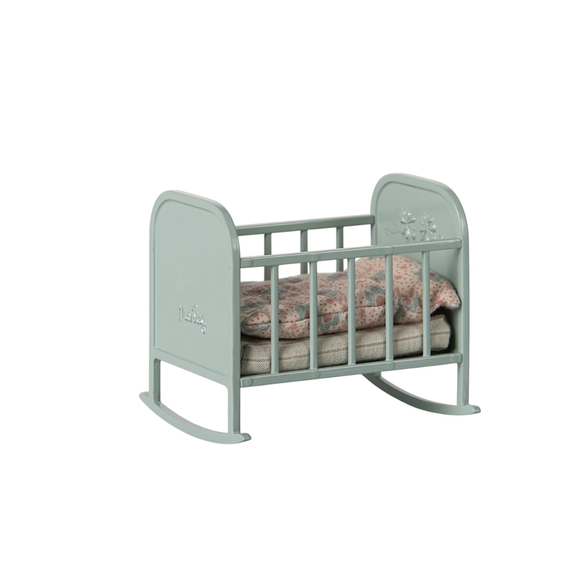 Maileg Cradle My – Blue Mint | Miniature Dollhouse Baby Cradle