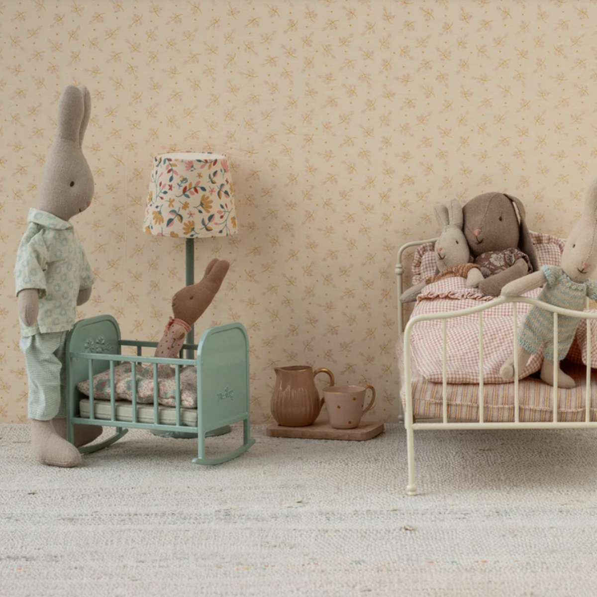 Maileg Cradle My – Blue Mint | Miniature Dollhouse Baby Cradle