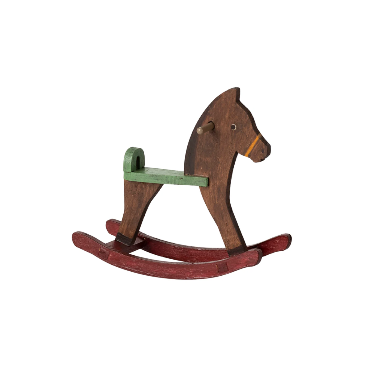 Maileg Rocking Horse Mouse – Dark Brown | Miniature Dollhouse Horse Toy