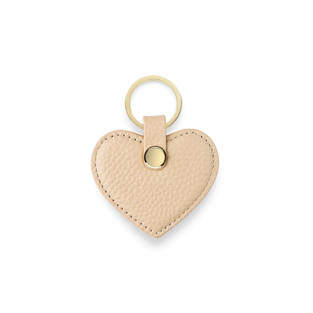 Heart Keyring - Taupe Pebble Leather
