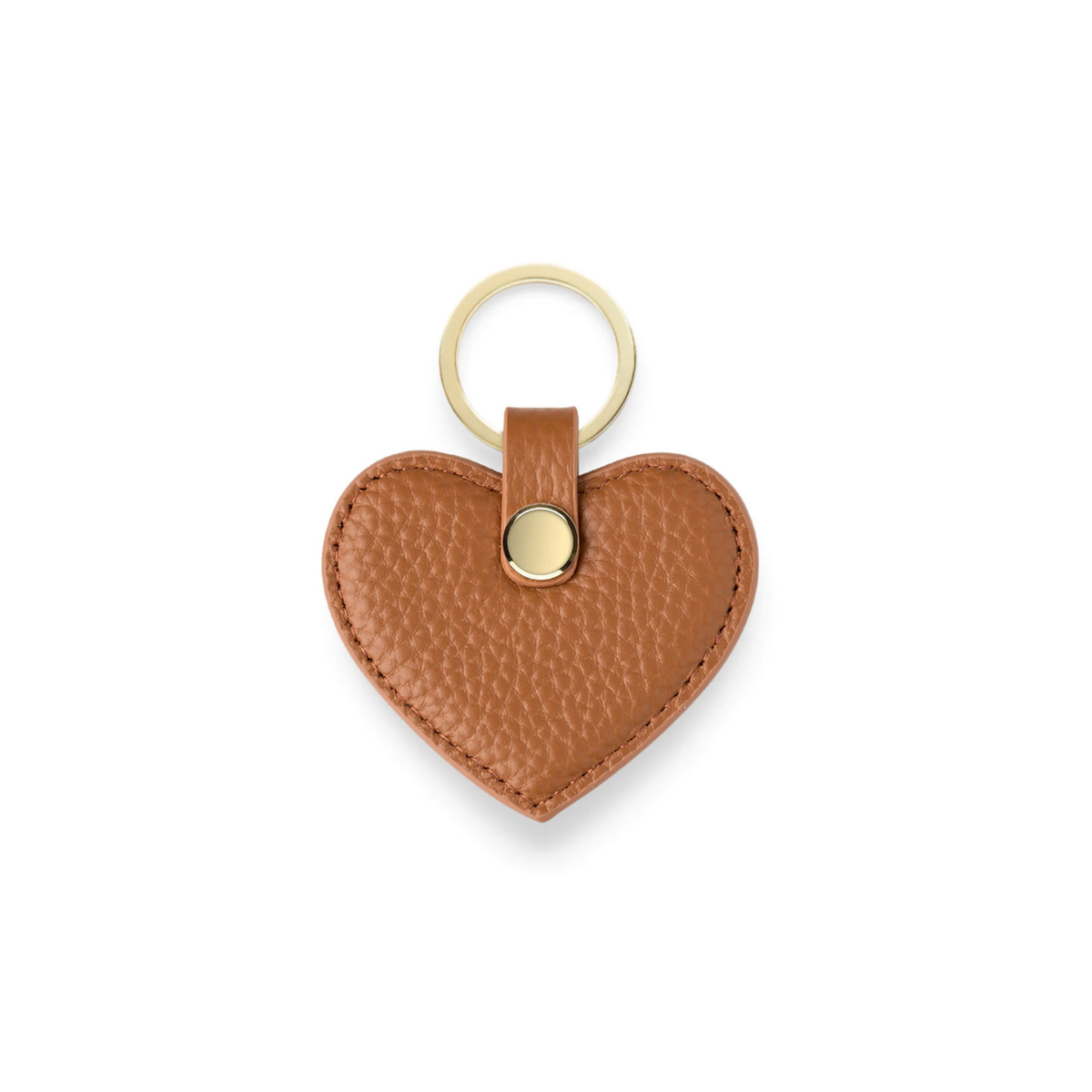 Heart Keyring - Tan Pebble Leather