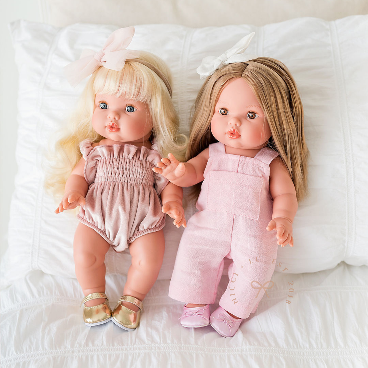 Doll Clothing + Outfits – Olivia Smock Bubble Romper fits 34-38cm Dolls - Rose Blush Velvet for Mini Colettos, Minikane and Miniland Dolls