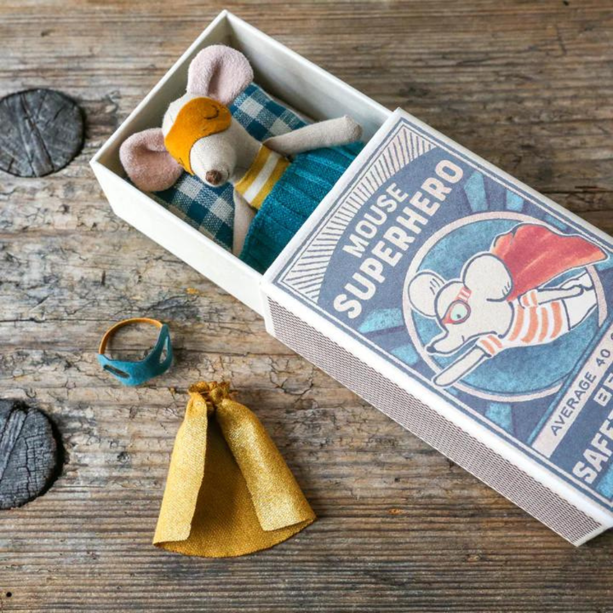 Maileg - Super Hero Mouse in Matchbox
