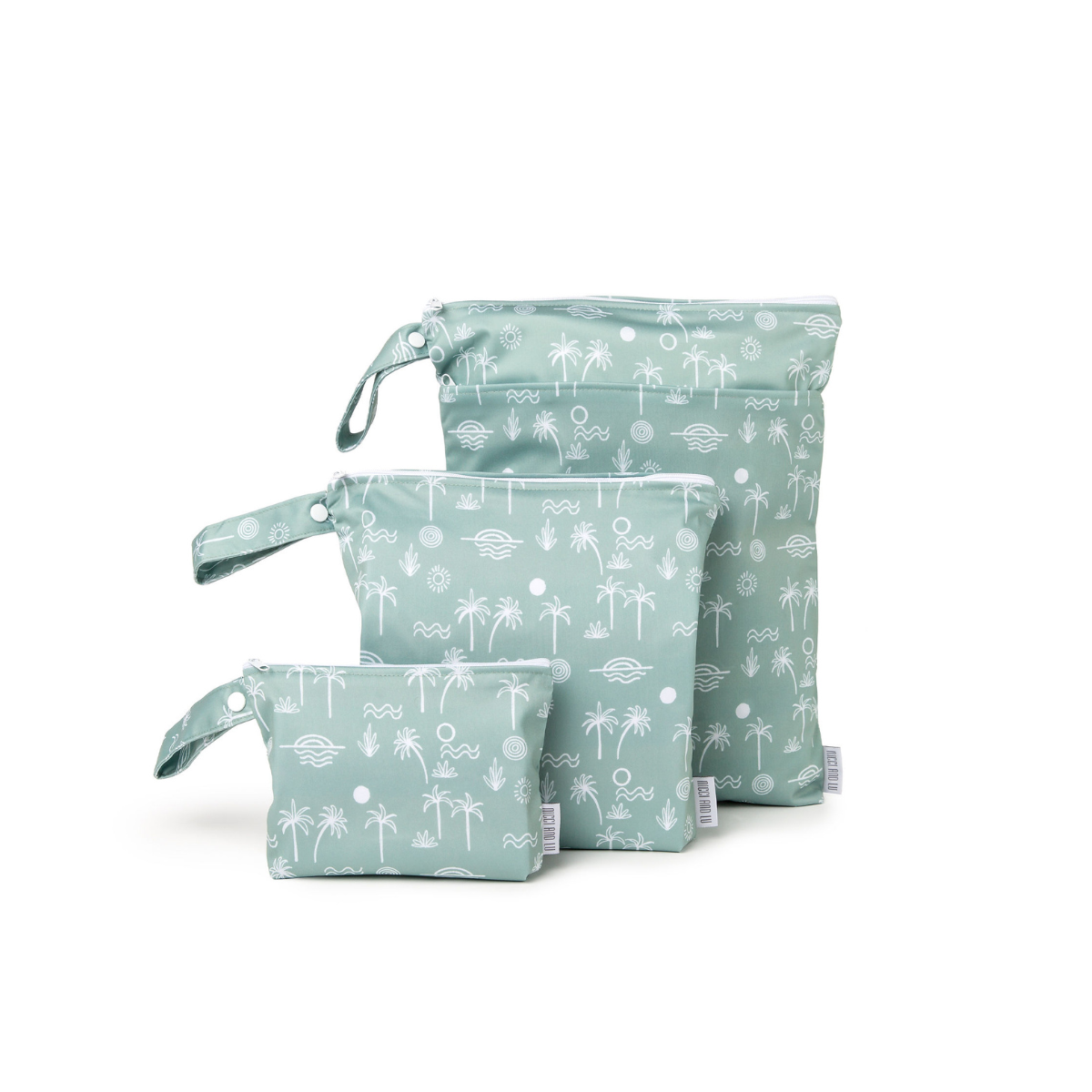 Wet Bag Set 3 Piece - Green Palm Trees