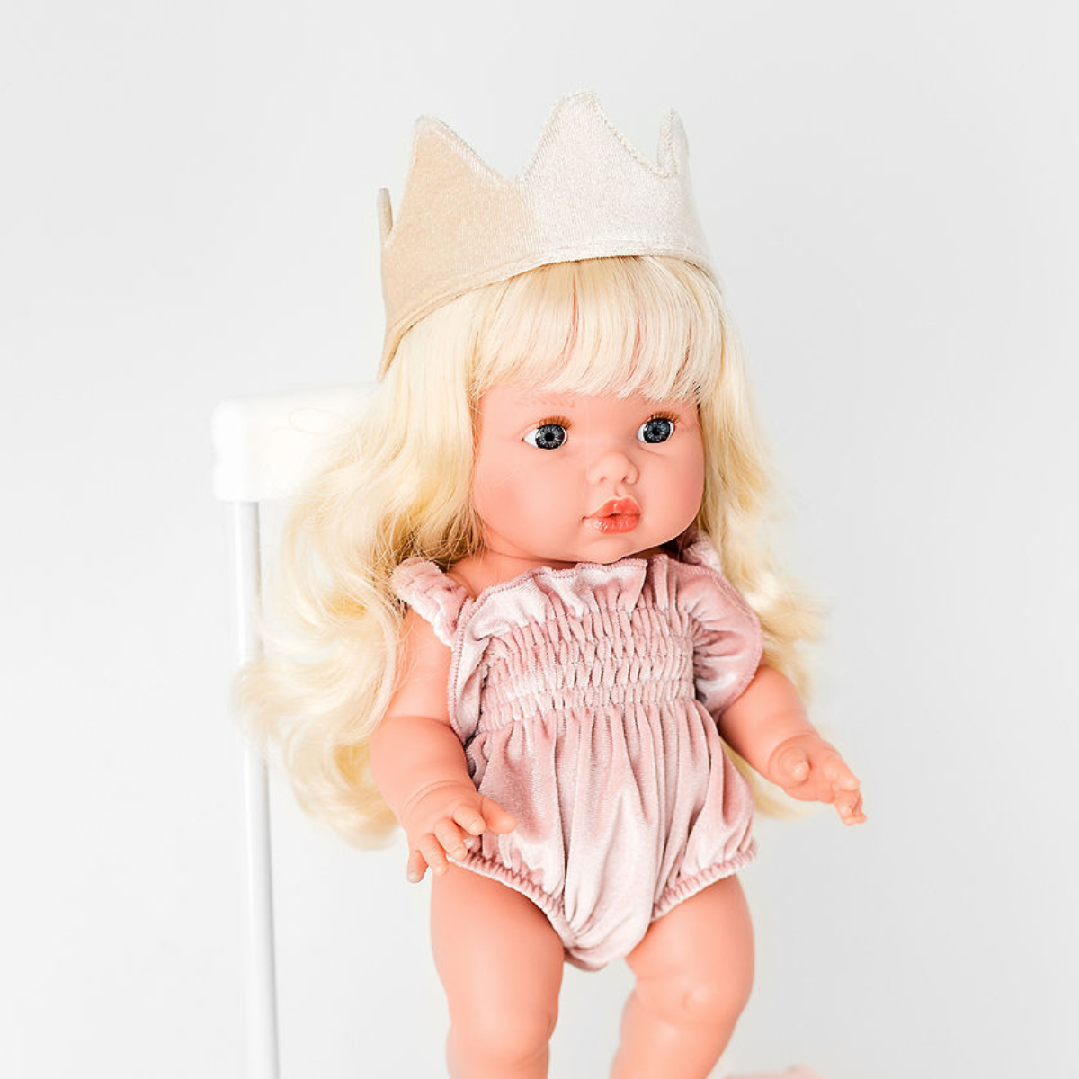 Doll Clothing - Olivia Smock Bubble Romper - Rose Blush Velvet