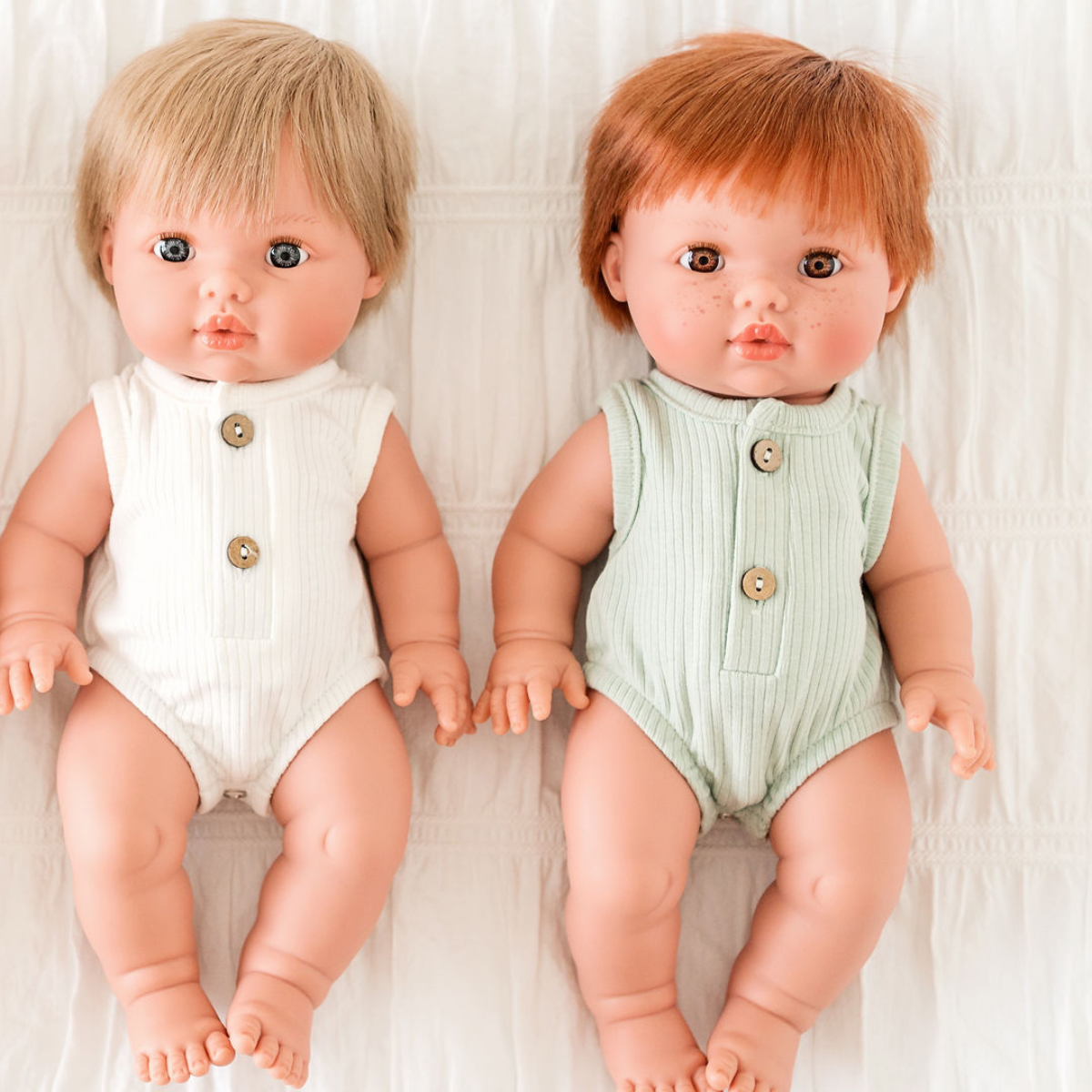 Doll Clothing - Luca Ribbed Bubble Romper - Ivory