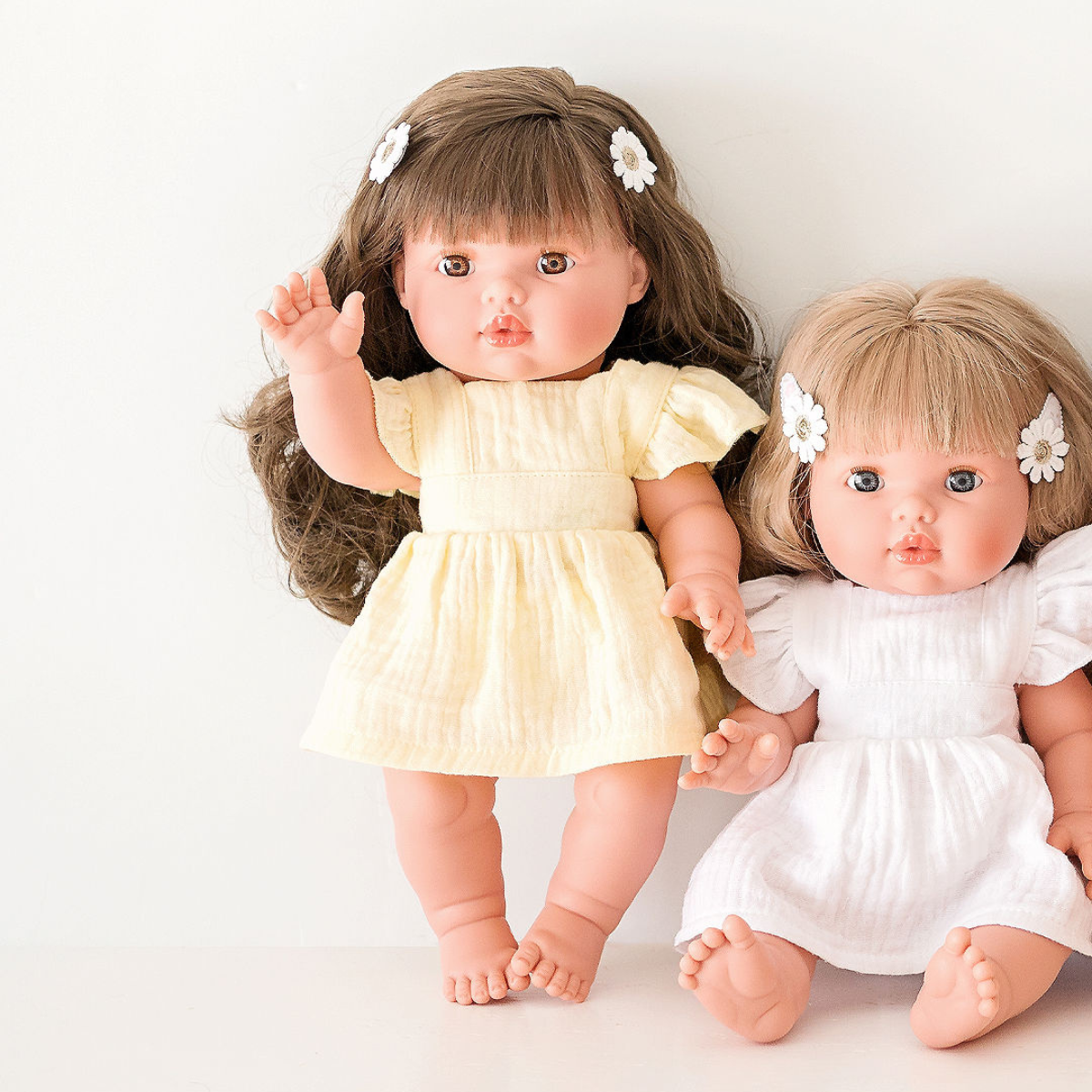 Doll Clothing - Pippa Muslin Apron Dress - Lemon