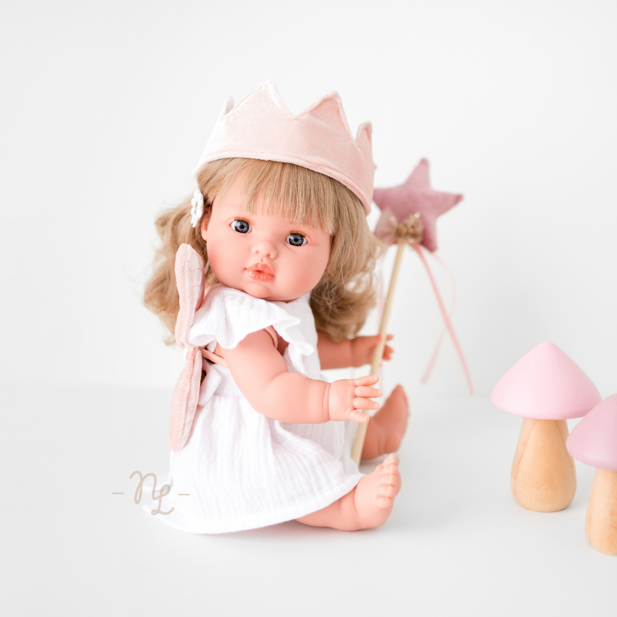 Doll Clothing - Pippa Muslin Apron Dress - Ivory