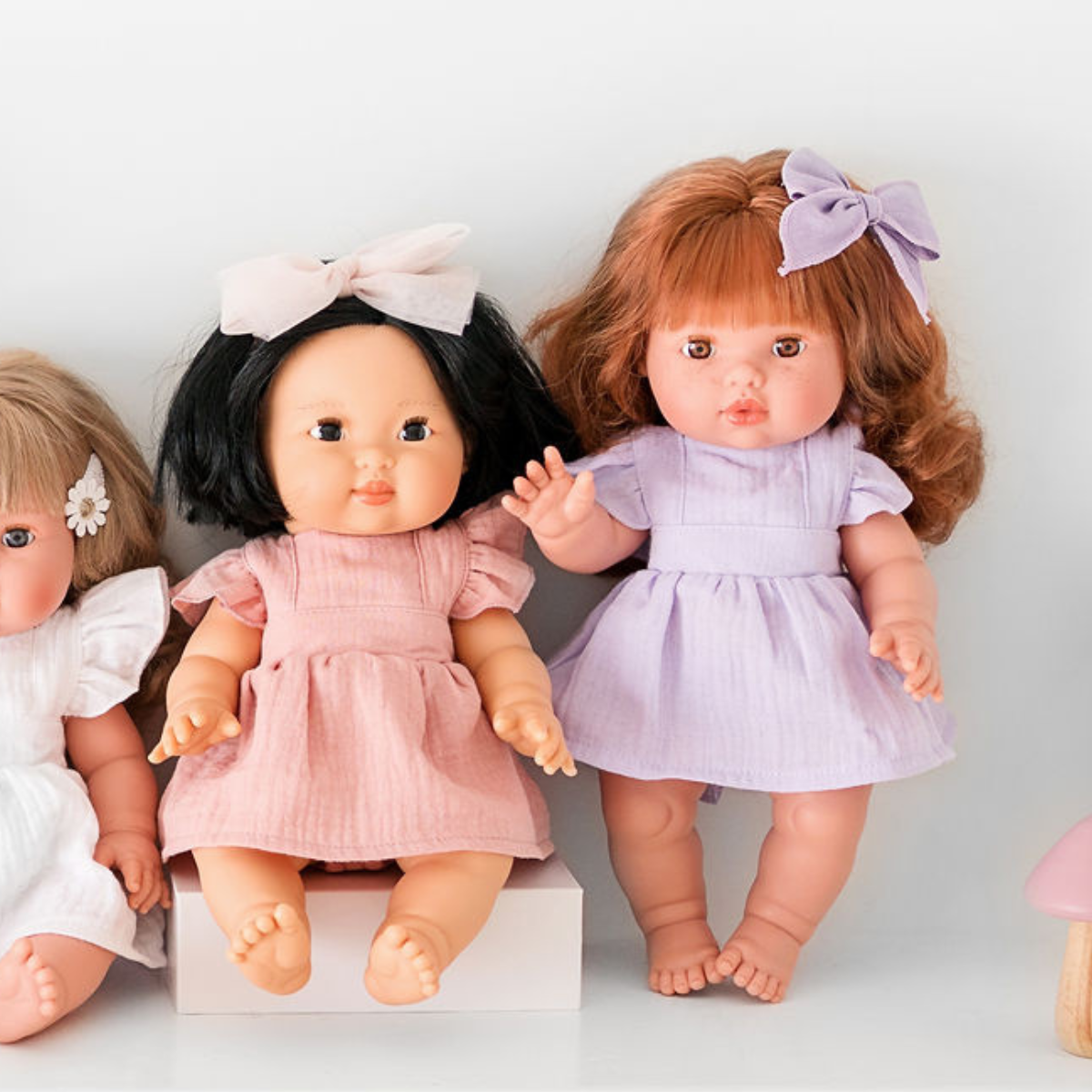 Doll Clothing - Pippa Muslin Apron Dress - Mauve