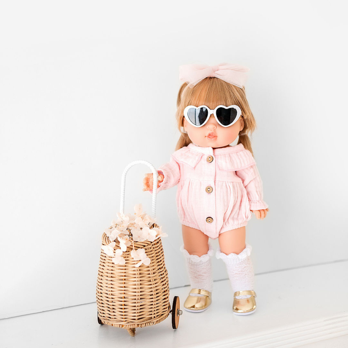 Heart Shaped Doll Sunglasses for 34cm Dolls - White
