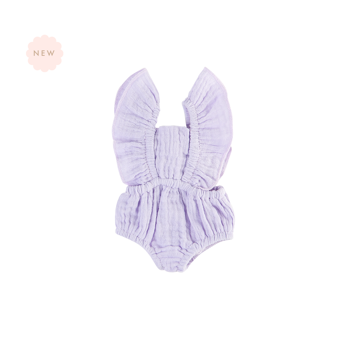 Doll Clothing - Emma Muslin Flutter Romper for 34cm Doll - Mauve